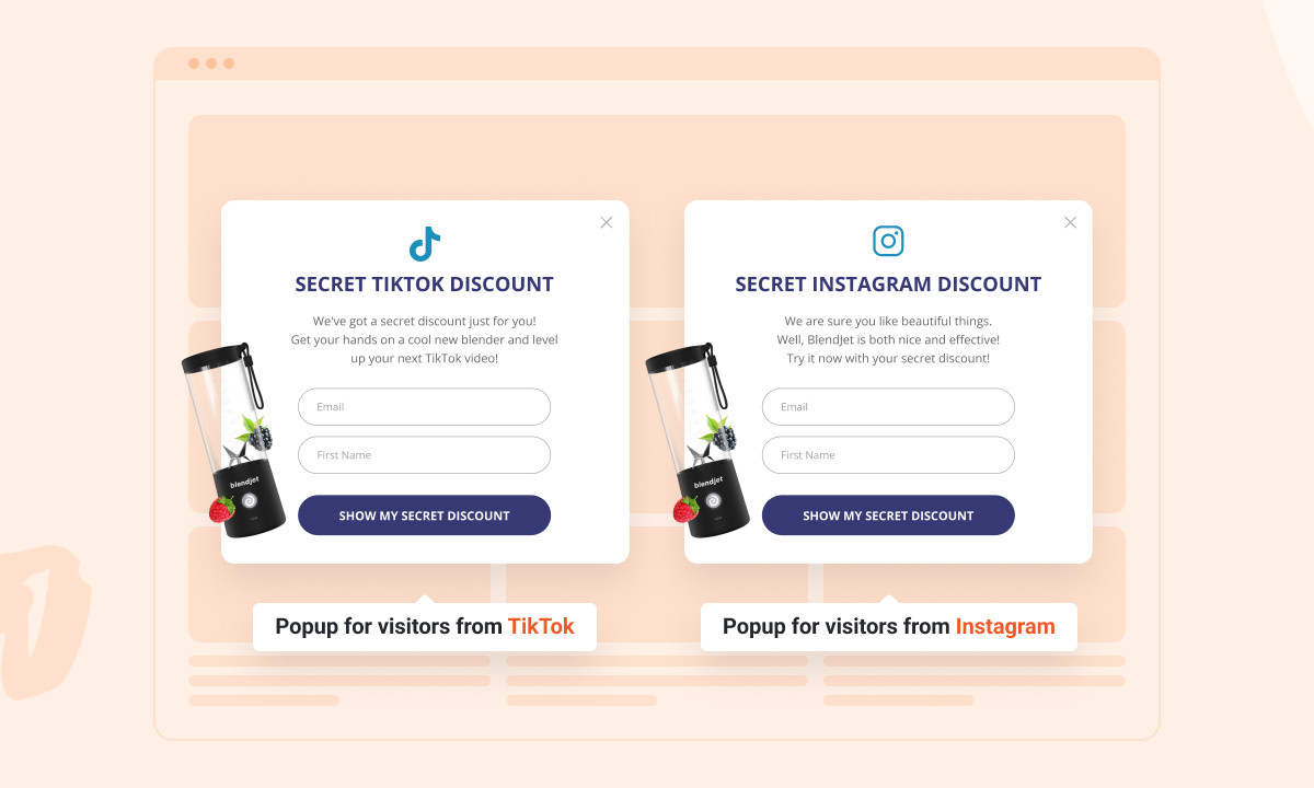 OptiMonk popups display different messages to visitors coming from different sources.