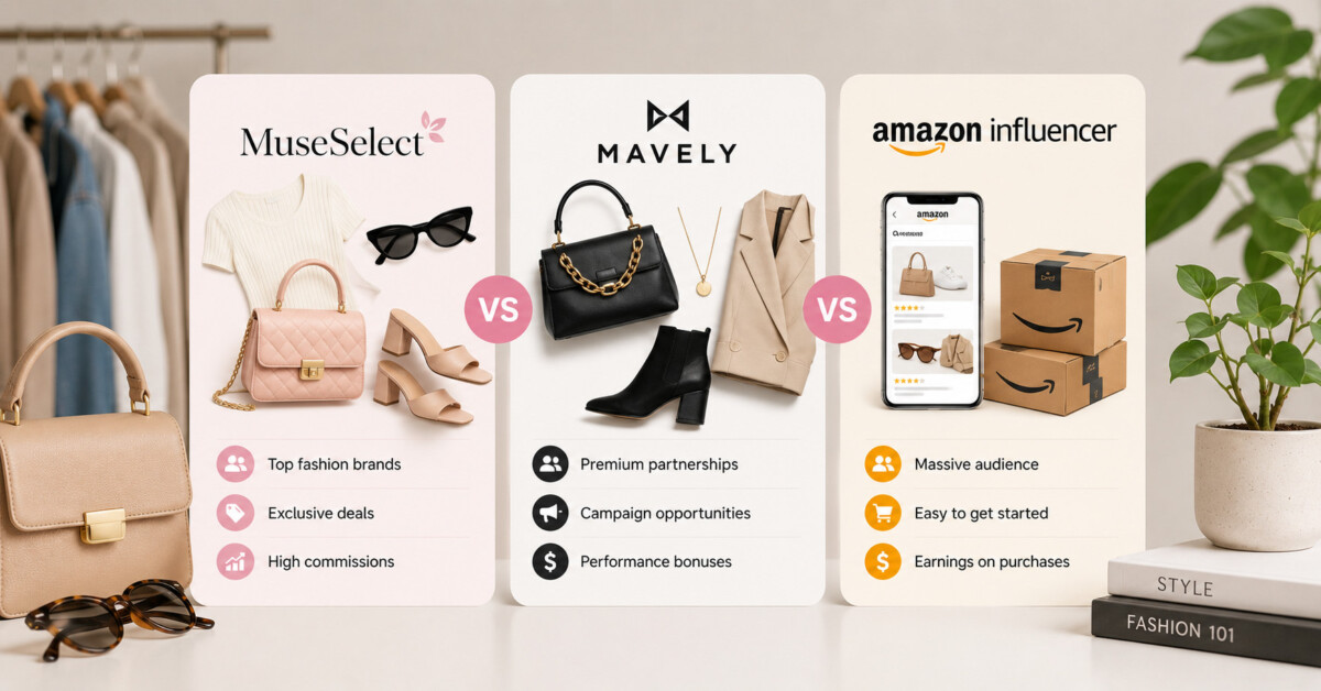 MuseSelect vs Mavely vs Amazon Influencer: Fashion Affiliate Compared