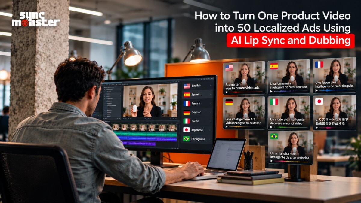 How to Turn One Product Video into 50 Localized Ads Using AI Lip Sync and Dubbing
